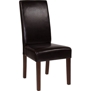 Brown Leather Parsons Chair