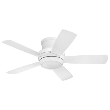 44" White Ceiling Fan with Blades and LED Light - Craftmade Tempo TMPH44W5