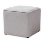 Corinne Light Gray Fabric Upholstered Ottoman