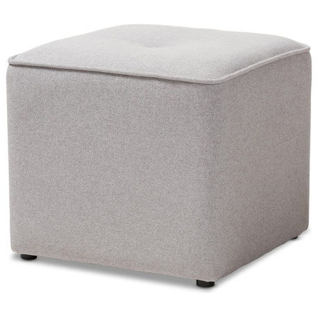 Corinne Light Gray Fabric Upholstered Ottoman