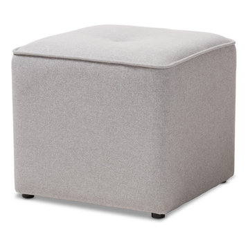 Corinne Modern and Contemporary Light Gray Fabric Upholstered Ottoman