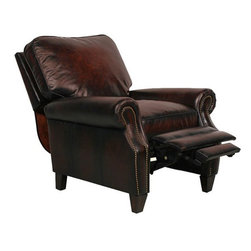 BarcaLounger Briarwood II Stetson Bordeaux Leather Recliner - Recliner Chairs