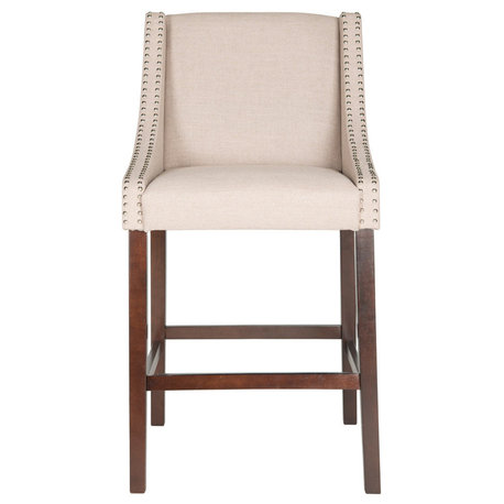 Safavieh Dylan Bar Stool, Taupe Linen