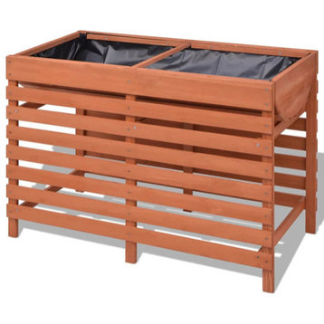 vidaXL Planter Raised Flower Bed with Lining Patio Plant Box Solid Fir Wood