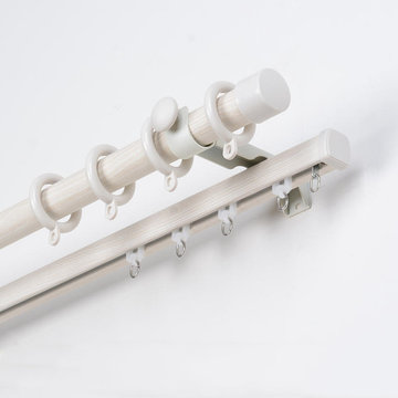 QYRF16 Fashion Wood Grain Outer Rod With Inner Track Set Ceiling/Wall Mount