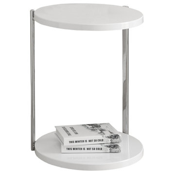HomeRoots 18.25" x 18.25" x 23.5" White Finish Laminate Metal Accent Table