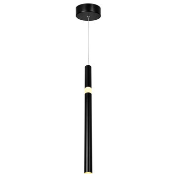 Flute 1 Light LED Pendant With Black Finish