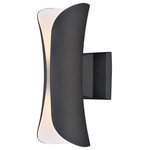 Maxim Lighting - Maxim Lighting 86145ABZ Scroll - 13.5" 12W 2 LED Outdoor Wall Sconce - Softly rolled aluminum does not quite meet at the center, leaving an opening to allow light to escape from its top and bottom, visible all along its center. The scroll series comes in our Architectural Bonze finish with a white interior to better reflect light and create an interesting light pattern on the wall. Suitable for both indoor and outdoor applications.Color Temperature: 3000CRI: 90+Lumens: 840* Number of Bulbs: 2*Wattage: 6W* BulbType: PCB LED* Bulb Included: No