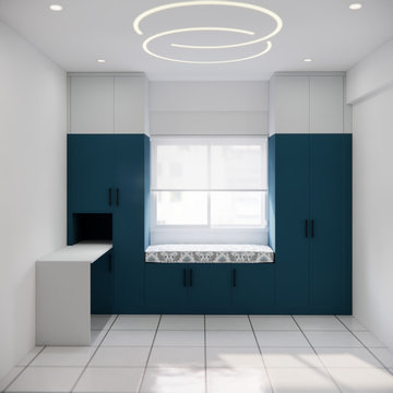 Bedroom with Integrated Desk and Shelving