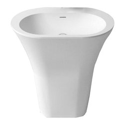 ADM Bathroom Design - ADM Curved Freestanding Pedestal Sink, White, 25", Matte White - Bathroom Sinks