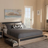 Two-Tone Queen Size Storage Platform Bed in Oak and Gray