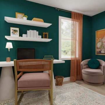 Eclectic Office Space Bold on Color
