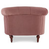 La Rosa 42" Chesterfield Tufted Accent Chair, Dusty Pink Velvet