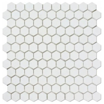 Greek Thassos White Hexagon Mosaic, Honed 1X1 (12X12 Mosaic )