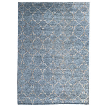 EORC Blue/Silver Hand Knotted Wool Agra Rug 8' x 10