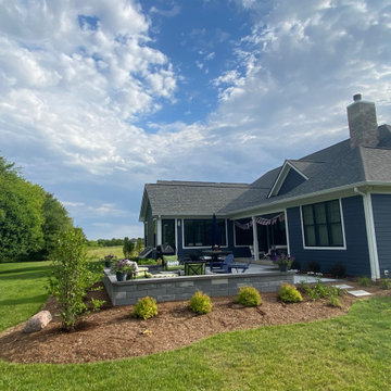 Unilock Beacon Hill Smooth Patio with U-Cara Walls and Fire PIt