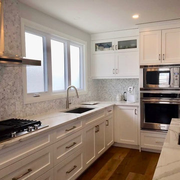 Clean White and Grey Transitional Kitchen Renovation