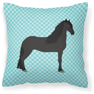 Betsy Drake NC141 Black Horse & Rider No Cord Pillow 16 x20