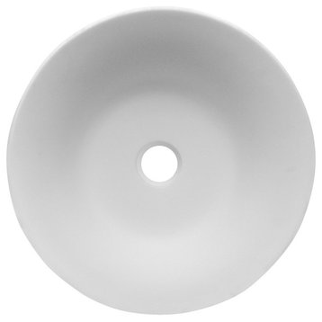 ADM Circular Countertop Sink, White, 18", Glossy White