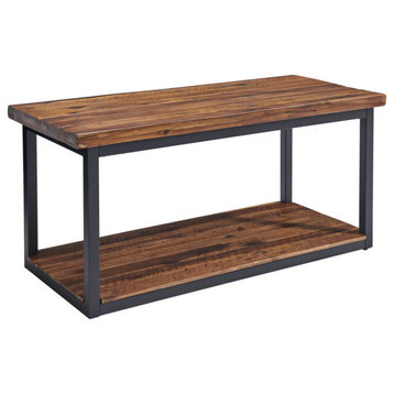 Claremont 40" Rustic Wood Bench, Low Shelf