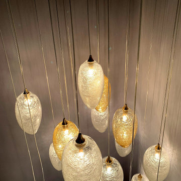 CONTEMPORARY-INTERIOR-DESIGN-LIGHTING, MODERN-BLOWN -GLASS-CHANDELIER
