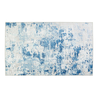 Blue Ice Homefires Accent Area Rug, Abstract Washable Rug, 3'x5 ...