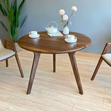 Sidney Circular Walnut Dining Table for Mid-Century Modern Dining Rooms