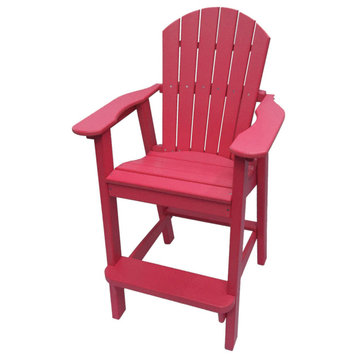 Phat Tommy Tall Adirondack Chair, All Weather Balcony Chair, Poly Furniture, Cranberry