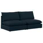 Meridian Furniture - Mackenzie Linen Textured Fabric Upholstered 2-Piece Modular Sofa, Navy - Mix and match the pieces from the Mackenzie series to create a beautiful seating group that's perfect for the whole gang. These exceptionally crafted sofas, sectionals, and other components are meant to be put together into an infinite number of configurations based on your particular needs and space requirements. Each is upholstered from top to bottom in soft durable linen textured in your choice of colors. Attach the pieces of your choice easily thanks to the included attachment latches.