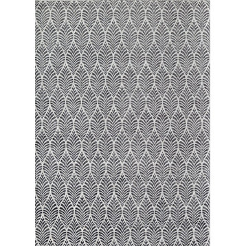 Jade Fusion White Geometric Contemporary White Recycled Area Rug, 2'6" X 8'