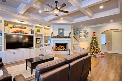 Transitional family room photo in Houston