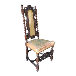 Victorian Hand Carved Oak Gothic Revival Side Throne Chair - Armchairs And Accent Chairs