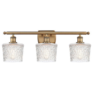 Niagra 3-Light Bath Vanity-Light, Brushed Brass, Clear
