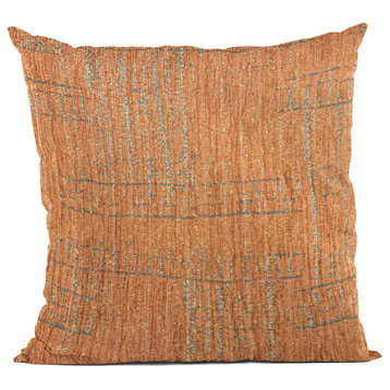 Plutus Orange Lux Geometric Luxury Throw Pillow, 18"x18"
