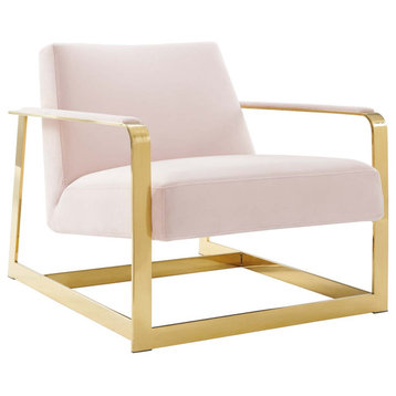 Seg Performance Velvet Accent Chair, Gold Pink