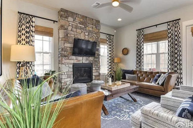 Trendy living room photo in Denver