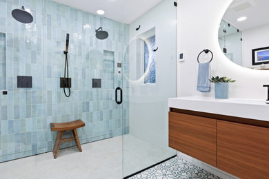 Example of a trendy bathroom design in Seattle