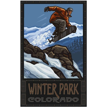 Paul A. Lanquist Winter Park Colorado Snowboarder Art Print, 30"x45"
