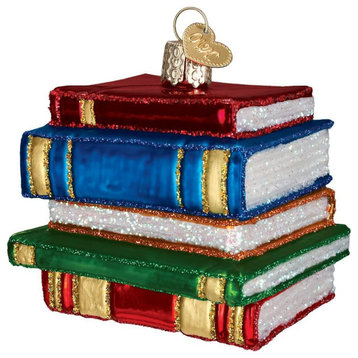 Old World Christmas 32112 Stack of Books Blown Glass Ornament
