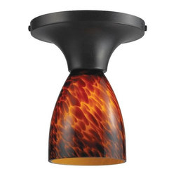 ELK lighting - Elk Lighting Celina 1-Light Semi Flush, Dark Rust And Espresso - Flush-mount Ceiling Lighting