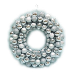 20 in. Shatterproof Ornament Wreath in Silver - Christmas Decorations