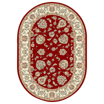 Dynamic Rugs Ancient Garden 57365 Rug, Red/Ivory, 6'7"x9'6" Oval