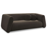 Meridian Furniture - Abbington Boucle Fabric Upholstered Sofa, Brown - Give your room a new look with the chic Abbington sofa in stunning brown boucle fabric. Embrace the richness of its texture and the boxy, geometrically inspired design that adds a touch of contemporary flair. This sofa is not just furniture; it's an aesthetic experience. Complete with an included ball pillow, the Abbington sofa is a sophisticated choice, promising both comfort and style for your living space. Redefine elegance with this eye-catching addition to your home from an unparalleled collection that lets you mix and match to suit your style preferences.