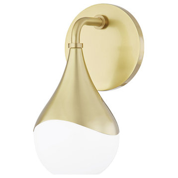 Ariana 1-Light LED Bath Bracket, Aged Brass, Opal Glossy Glass