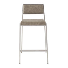 Office Star Products - Amani 26" Counter Stools, Set of 2, Retro Taupe Fabric With Stainless Steel Base - Bar Stools and Counter Stools