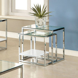 FURNITURE OF AMERICA VENDI TEMPERED GLASS TOP NESTING TABLE - Console Tables