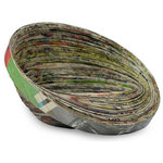 NOVICA - Abstract News Recycled Paper Decorative Bowl - Original in shape and artful in technique, this bowl is destined to draw more than one admiring glance. Argentina and Francisco head the project that teaches people with special needs to develop their artistic skills. They craft this bowl with recycled newspaper that they've carefully selected according to color and print for the desired effect.