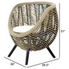 Benzara BM285199 27" Accent Chair, Rattan Frame, Curved Round, Brown, Black