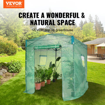 VEVOR Pop Up Greenhouse Walk-in Portable Green House 8'x6'x7.5' Plant Garden