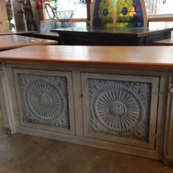 Antique Bar accented with Tin - Indoor Pub And Bistro Tables